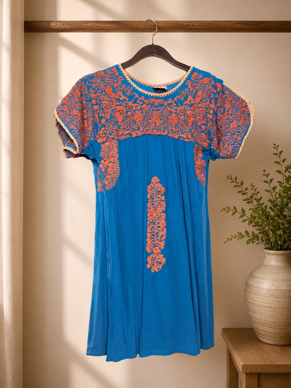 Buddy Love Blue Dress with Orange Embroidery